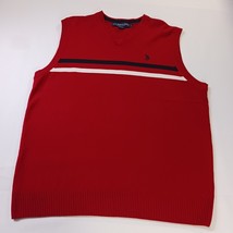 US Polo Assn. Men&#39;s Red V-Neck Knit Sleeveless Pullover Vest Golf Casual... - $19.79