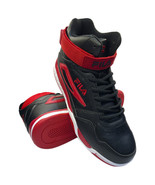 NWT FILA MSRP $92.99 MULTIVERSE MEN&#39;S BLACK RED HI TOP SNEAKERS SHOES SI... - £45.39 GBP