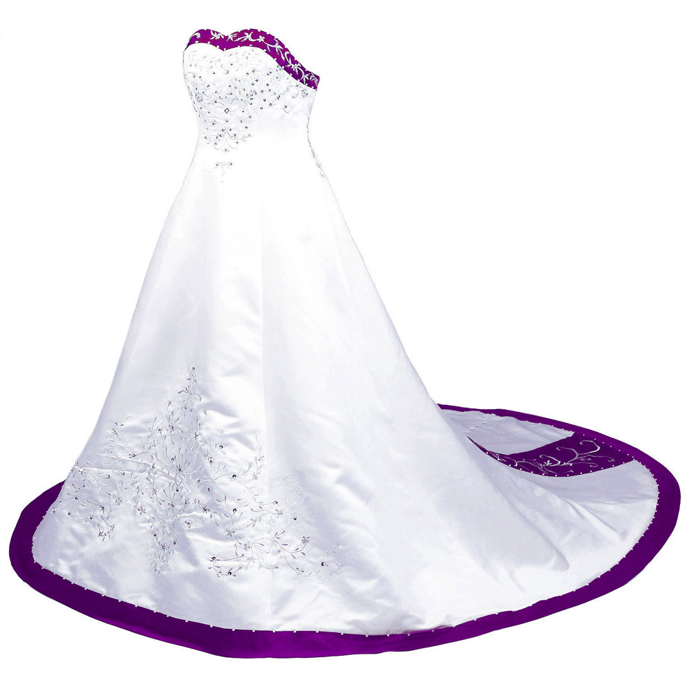 Primary image for Arrival White And Purple Sweetheart Strapless Embroidered Wedding Dresses Long S