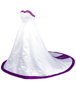 Arrival White And Purple Sweetheart Strapless Embroidered Wedding Dresse... - £140.27 GBP