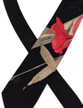 Leonard VIP Necktie vintage silk 1990s floral made in Italy floral iris black - £45.78 GBP