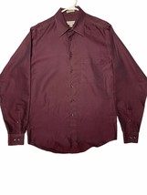 Pronto Uomo Non Iron Mens Maroon Long Sleeve Button Dress Shirt 15 34/35 - £14.98 GBP