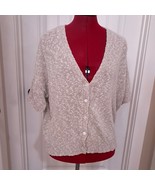 Eileen Fisher short sleeve cardigan sweater sz M MEDIUM tan brown linen ... - $56.13 CAD