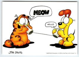 Garfield Postcard Meow + Friend Dog Odie Jim Davis Comic Orange Tabby Cat 1978 - £7.44 GBP