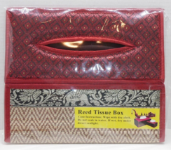 Tissue Box Cover Holder Thai Silk Reed Elephant Home Decor Handicraft Case Paper - £15.97 GBP