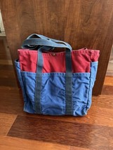 Port Canvas Kennebunkport Maine Vintage Red Blue Canvas Tote Bag Shopper - $39.59