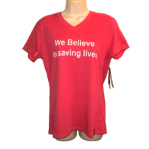 Breast Cancer T- Shirt Size L We Believe in Saving Lives PINK Short Sleeves NEW - $23.22