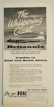 1957 Print Ad B-O-A-C Brittania Turbo-Prop Airliner Bristish Overseas Ai... - £7.29 GBP
