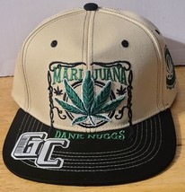 Marijuana Leaf Dank Nuggs Cannabis Weed Pot Snapback Baseball Cap Beige &amp; Black - £12.00 GBP