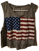 Charlotte Russe Junior XL Grey USA Flag Tank Top Shirt - $13.00