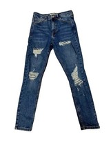  TopShop Women&#39;s Distressed Medium Wash Skinny Jeans Size 28/30 - $380.04 MXN