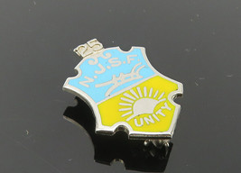 925 Sterling Silver - Vintage Enamel N.J.S.F. Unity Shield Brooch Pin - BP4193 - £19.37 GBP