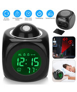 LED Projection Alarm Clock Weather Thermometer Digital Snooze Voice Temp... - £19.41 GBP