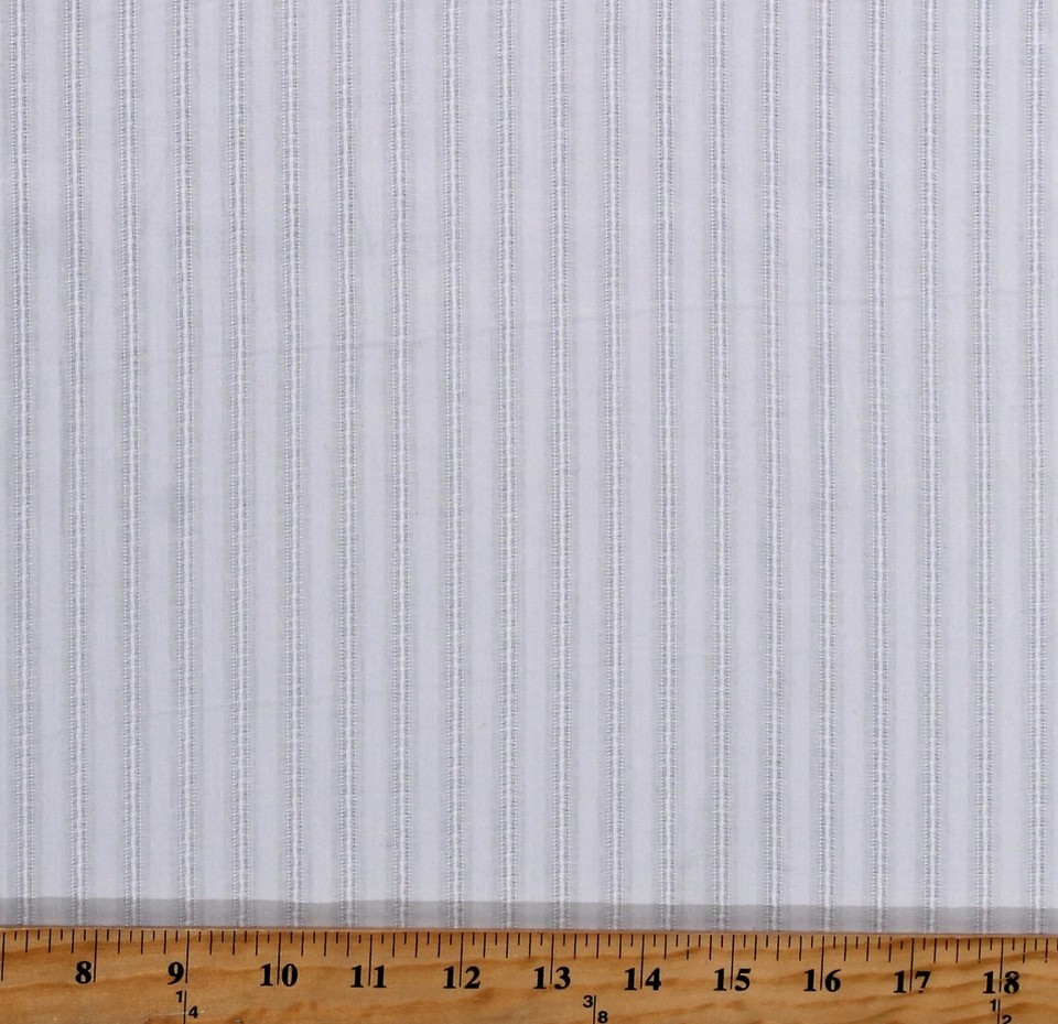 Cotton Lawn Batiste White Tone on Tone Stripes 58&quot; Fabric by the Yard D1... - $9.95