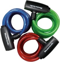 Blue, Green, And Red 6 Foot Long Master Lock 8127Tri Bike Lock Cables, Alike. - £25.52 GBP
