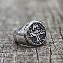 Stainless Steel Tree of Life Signet Ring Classic Men Viking Amulet Rings Nordic  - £10.95 GBP