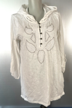 Sonoma Hoodie 3/4 button Top white boho womens size S - £4.82 GBP