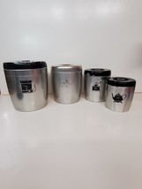 Vintage Set of Four West Bend Canister Sets silver and black - £26.37 GBP