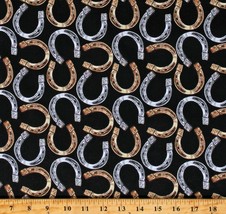 Cotton Horse Shoes Equestrian Horses Western Fabric Print by the Yard D362.46 - £9.40 GBP