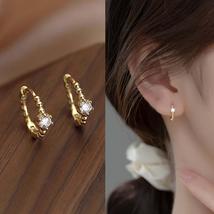 Diamond Hoop Earrings for Women Dainty Small Huggie Earrings Fine Jewelry - $11.50