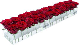 LOYWREE 2 Pack Flower Vase Acrylic Rectangular Floral Centerpiece for Dining Tab - £31.00 GBP