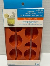 Celebrate It Silicone Ice Cube Tray / Treat Mold Bakeware Fruit with Straws New - £5.14 GBP