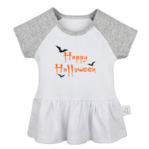 Happy Halloween Black Bat Design Newborn Baby Dress Toddler 100% Cotton Clothes - £10.62 GBP