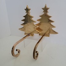 Lot 2 VTG Solid Brass Christmas Tree Stocking Holder Hanger Hook Heavy R... - $55.99