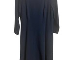 Lands End Navy Blue Round Neck Long Sleeve Midi Knit Dress 10/12 EUC - $20.87