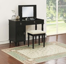 Black Vanity Set w/ Stool, Mirror, Drawers, Storage | Bedroom - $886.22 CAD