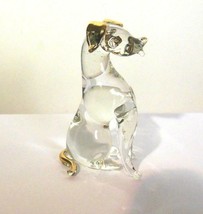 Pulled Glass Dog With Gold Ears and Tail - £11.03 GBP