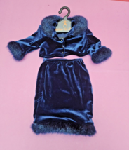 Retired American Girl Doll Twilight Holiday 2000 Outfit Vintage Blue Velvet Fur - $23.14