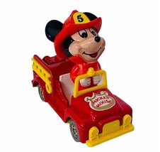 Mickey Mouse diecast car fire truck Japan vtg rescue Tomy 1970s toy figure 5 hat - £15.53 GBP