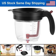 Gravy Fat Separator With Bottom Release 4 Cup Grease Separator With Stra... - $32.29