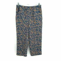 Villager Sport Liz Claiborne Womens Cropped Pants Blue Floral Drawstring M - £10.23 GBP