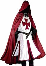 Men&#39;s Medieval Crusader Knights Templar Tunic Costumes Renaissance Halloween War - £72.59 GBP