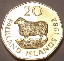 Falkland Islands 20 Pence, 1982 Rare Proof~Romney Marsh Sheep~5,000 Mint... - £10.14 GBP