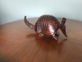 Vintage Hand Carved Wooden Armadillo 10” Long Heavy Realistic Texas Iron... - £41.15 GBP