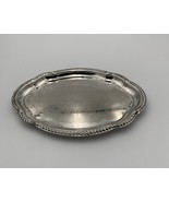 Vintage Chrome-Plated Oval Serving Tray w/Etched Design 9.5&quot; - $302.15 MXN