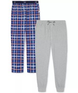 Gap Mens 2Pk. Waffle-Knit Jogger-Leg Pajama Pants Gray Heather/Blue Plai... - $41.36 CAD
