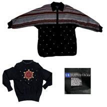 VtgRETRO I.B Diffusion Jacket &amp; Matching Embroidered Sweater Oversized 1... - $78.41