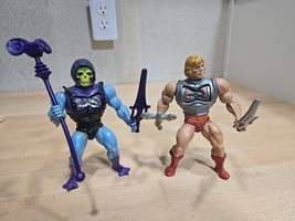 Motu Vintage Battle Armor HE-MAN &amp; Skeletor Lot Complete Staff Swords Soft Heads - £64.08 GBP