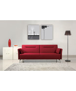 Davenport Mediados de Siglo Tela Roja Individual Sofá Cama - $9,265.88 MXN