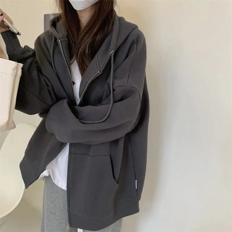 HOUZHOU Women Hoodies Harajuku Korean Fashion Loose Oversized Sweatshirts  Solid - £120.04 GBP