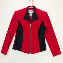 Faux Suede Zippered Red &amp; Black Women&#39;s Top Jacket Wms Size 6P - $22.74