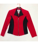 Faux Suede Zippered Red &amp; Black Women&#39;s Top Jacket Wms Size 6P - $22.74