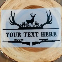 Custom Hunter Decal – Deer &amp; Rifles  Choose Font, Text &amp; Color - €5,52 EUR+