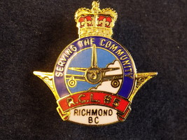Vintage PIN BACK RCL # 5 RICHMOND SERVING THE COMMUNITY BC Gold Tone Ena... - $8.90