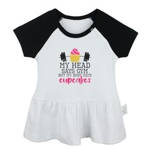 My Head Says Gym But My Body Says Cupcakes Baby Girl Dresses Infant Clothes - £9.29 GBP