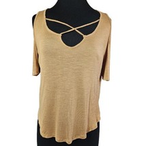 Yellow Open Shoulder Crisscross Front Top Size Small - $24.75